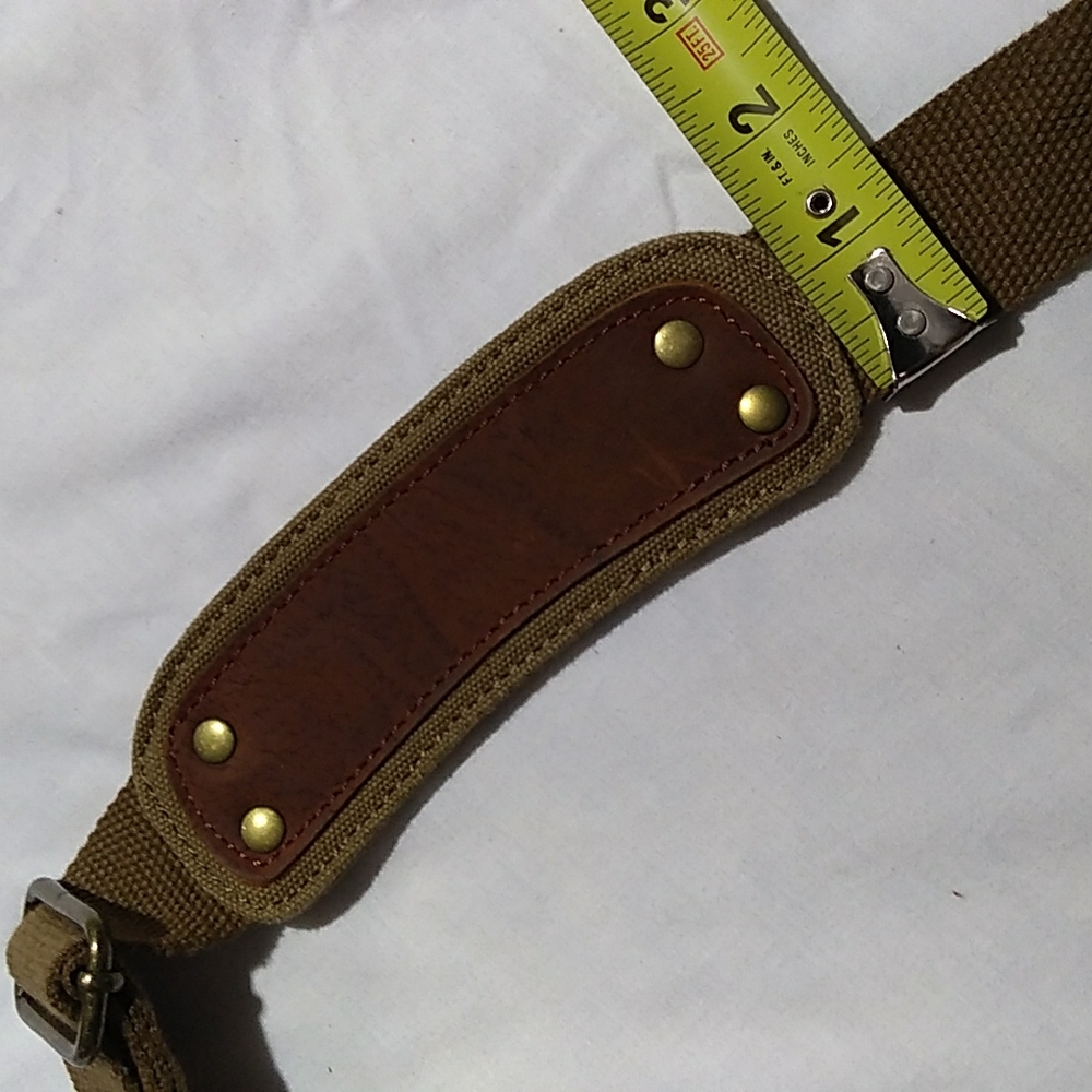 NEW S.C.Cotton Super Spacious Army Green Tan Canvas Leather Trim Messenger Bag - Picture 15 of 16